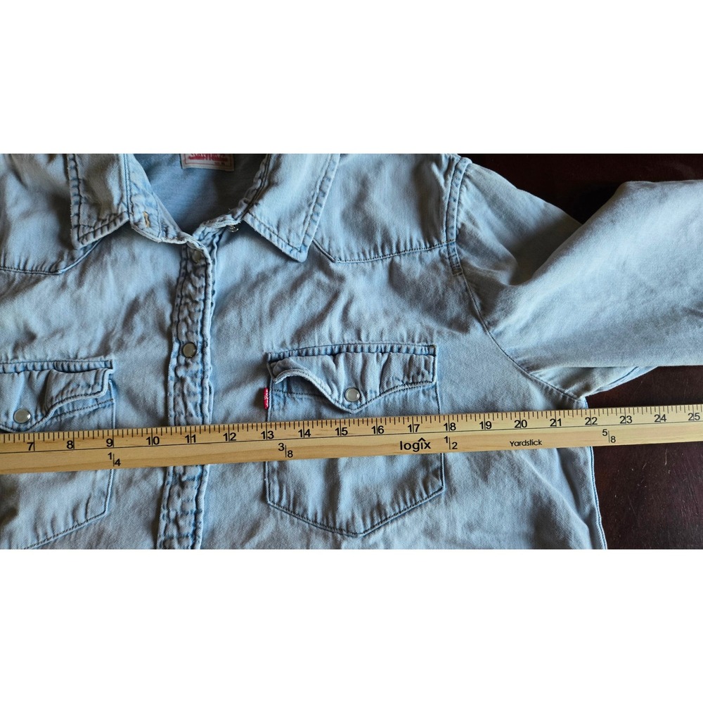 Levis Womens Western Denim Snap Button Shirt Light Wash XL 100% Cotton - Picture 10 of 10